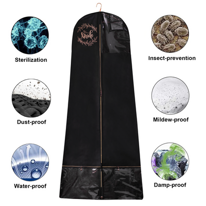 Black Wedding Gown Garment Bag with 10" Gusset.